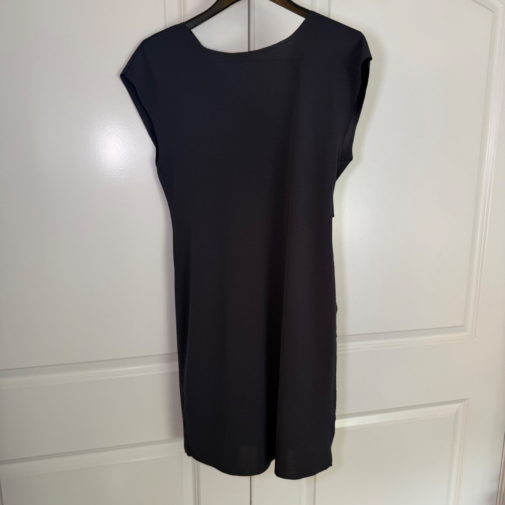 Miilla Black Draped Overlay Mini Dress Sleeveless Asymmetric Cocktail Womens S